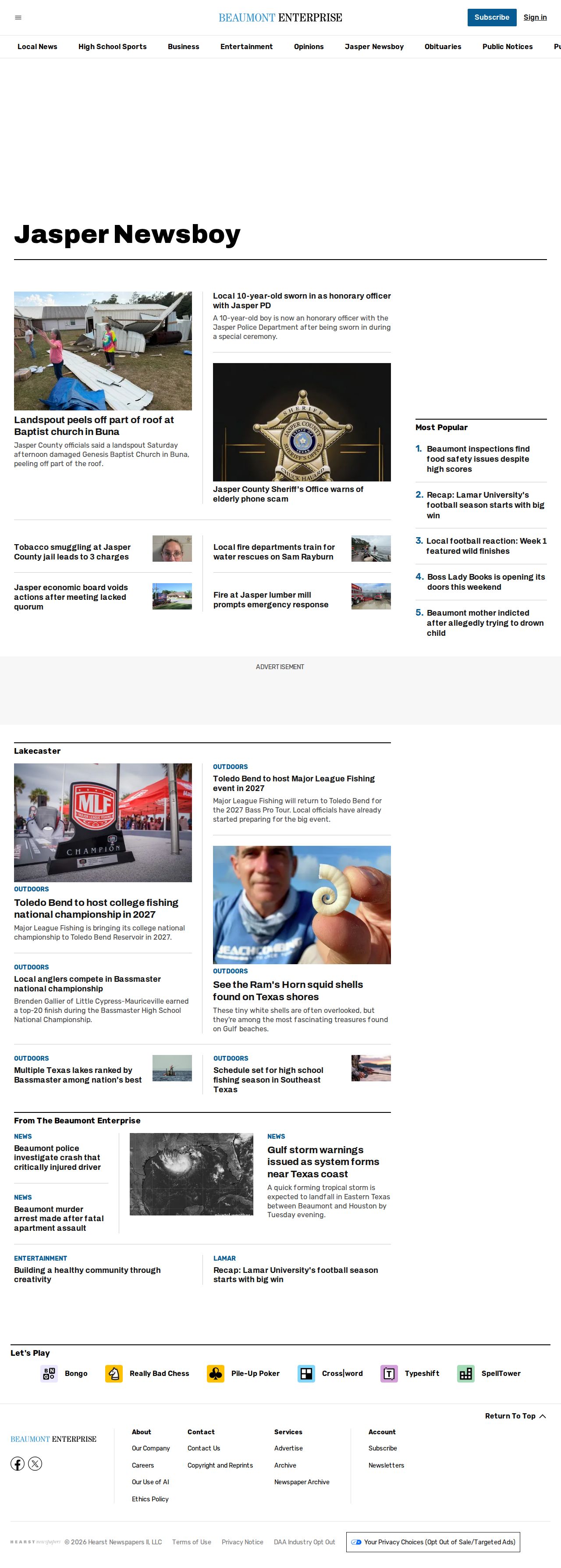 Newton County sheriff-report and booking news record at Beaumont Enterprise Jasper section