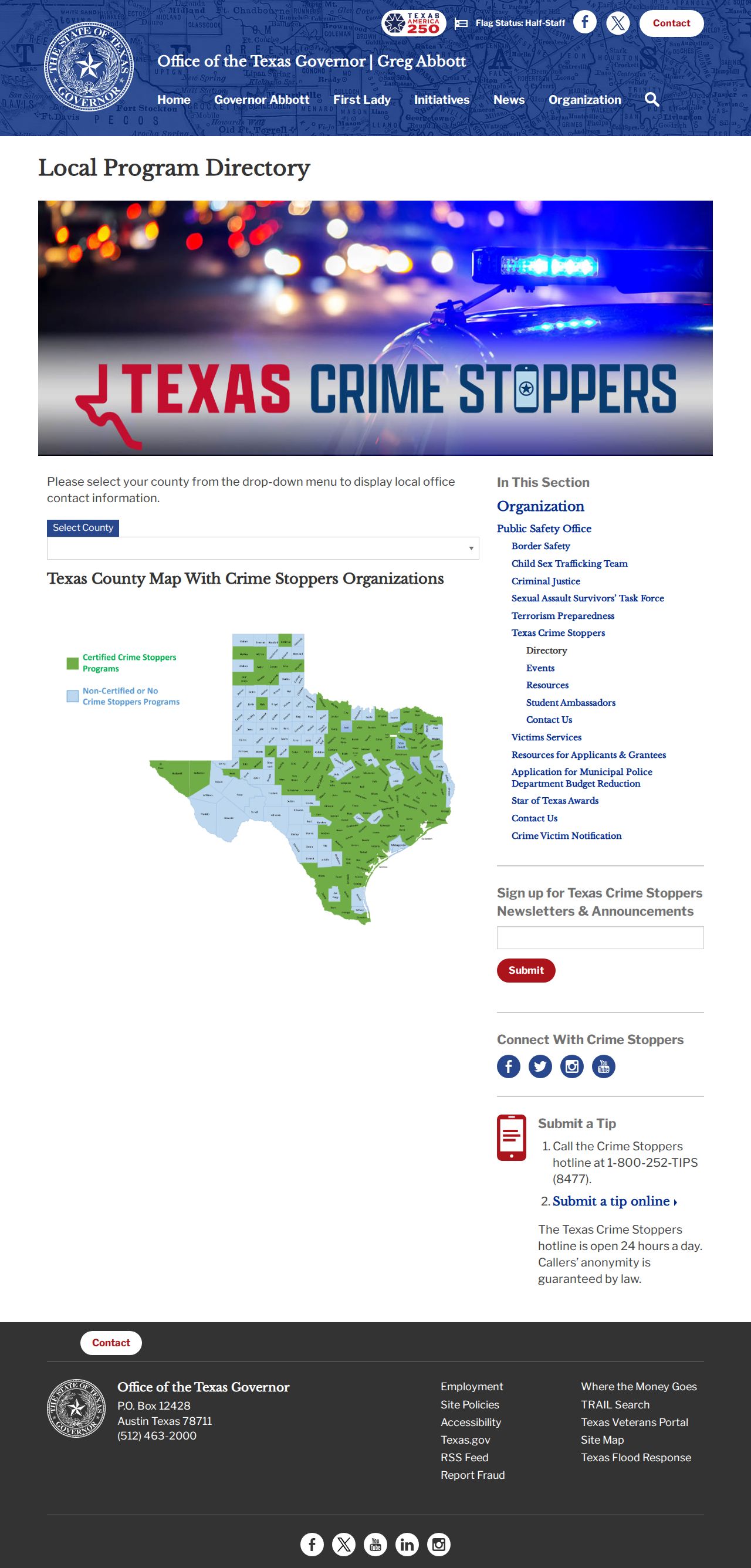 Texas Crime Stoppers directory for Newton County warrant-tip records